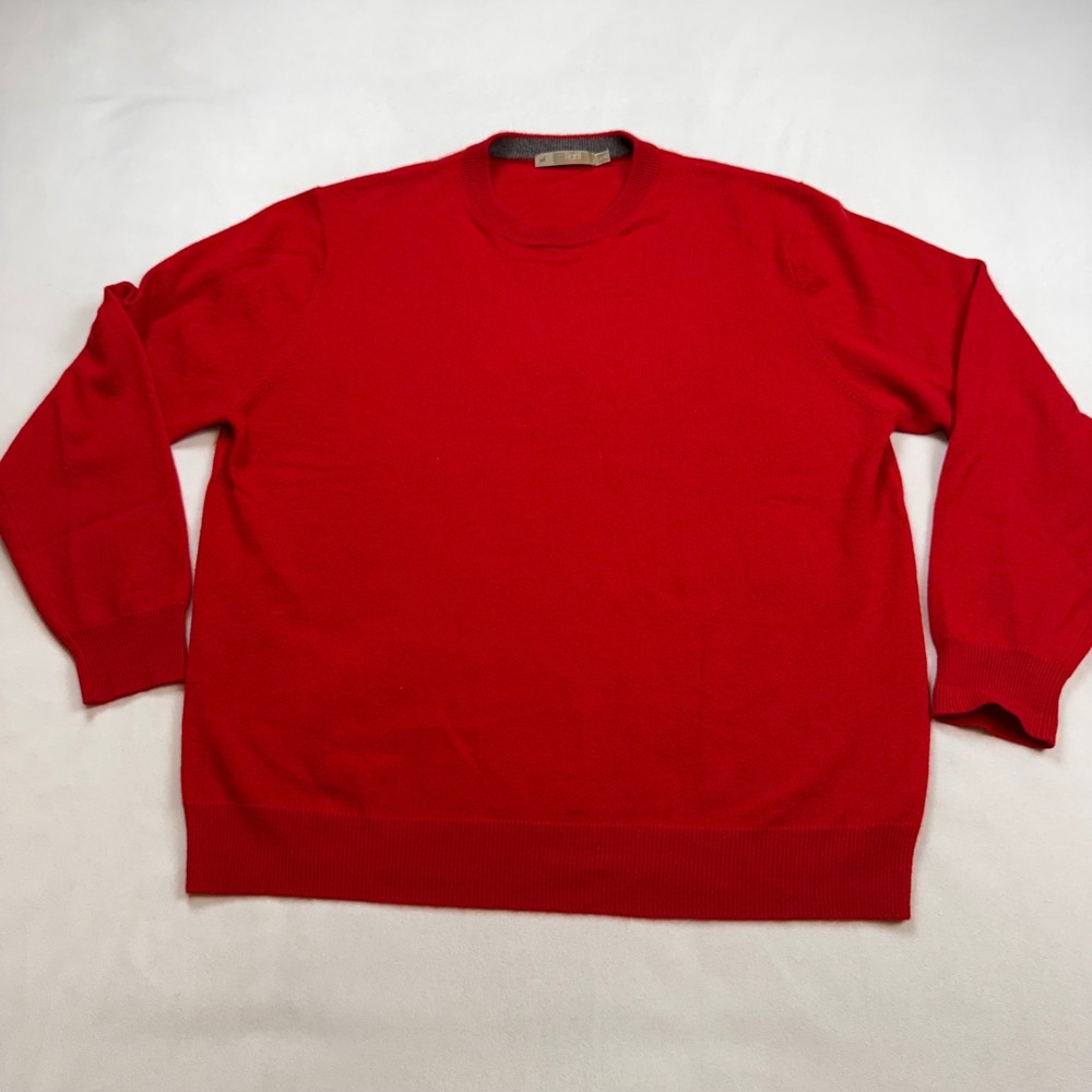 Raffi Cashmere Mens Red Crewneck Sweater XL 100% Cashmere Knit Pullover